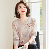 简狐女士针织衫时尚洋气上衣服中老年妈妈装春秋季毛衣女保暖打底衫