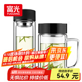 富光双层耐热杯子茶隔款玻璃杯泡茶办公水杯男女便携玻璃茶杯玻璃套装