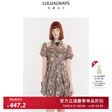 LULUALWAYS我爱露露24夏季新款优雅别致印花公主蓬蓬裙短款连衣裙 咖啡色 S