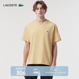 LACOSTE法国鳄鱼男装休闲潮流百搭纯棉宽松纯色圆领T恤|TH7318 IXQ/淡黄色 M 4