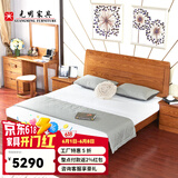 光明家具 实木床红橡木中式婚床双人床简约现代实木床 15105 1.5米低箱箱体床