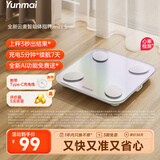 云麦智能体脂秤mini5 家用电子秤体重秤高精准73项身体数据监测心率版 塑形减脂称 体重管理镭射炫彩版