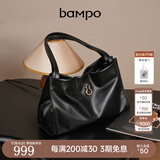 半坡饰族（bampo）【李梦同款】女包包新款福瑞方方包头层牛皮单肩斜挎包520礼物 墨碳黑【葫芦专属五金】