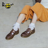 马丁博士（Dr.Martens）8065 Mary Jane春夏美拉德疯马皮皮鞋玛丽珍鞋 深棕色 38