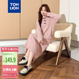 唐狮（TonLion）2024女翻领长袖连衣裙长裙 柔粉 L 
