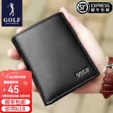 高尔夫（GOLF）头层牛皮男士钱包柔软耐磨牛皮男款钱包时尚商务真皮父亲节礼物 黑色竖款
