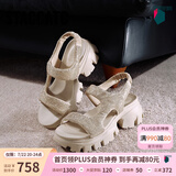 思加图【博主推荐】新款糖霜雪芙百搭厚底运动凉鞋女EBK33BL5 日霭杏 38