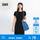 森马（Semir）连衣裙女圆领收腰弹力针织裙2025夏刺绣休闲短裙辣妹109325114001