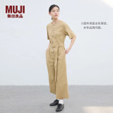 无印良品（MUJI）女式  麻混 弹力 连体裤 裤子女款 连体衣 女装 汉麻 BC2J9C4S 米色 L (165/88A)
