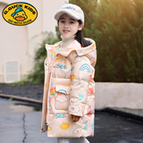 G.DUCKKIDS儿童羽绒服女童中长款2025新款韩版小女孩中大童加厚冬装保暖外套 彩虹粉色 140 cm