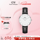 丹尼尔惠灵顿（DanielWellington）DW女表32mm银色边白盘皮带女士手表送女友520礼物DW00100186