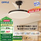 欧普（OPPLE）升级2代大风量静音吊扇灯大尺寸高显色蜻蜓扇叶风扇灯 【36寸24瓦黑色】遥控调光调风