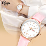 迪士尼（Disney）手表女款初高中学生2025新款双日历机械中高考考试专用女生石英表 粉+水钻表盘【星期日历】