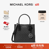 MICHAEL KORS迈克高仕 MK 【520礼物】Mercer 中号老花托特包手提单肩斜挎包 黑色 001 中号