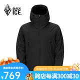 黑冰男士连帽棉服秋冬防风保暖轻量夹克Primaloft户外运动棉服 黑色 L