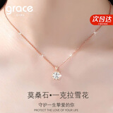 Grace Girl【一克拉莫桑石】项链女锁骨链雪花吊坠520情人节生日礼物送女友