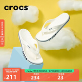 crocs卡骆驰贝雅卡骆班运动拖鞋男鞋女鞋居家夹脚平底人字拖鞋|205393 白/深蓝-126 40 (250mm)