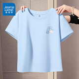 真维斯（Jeanswest）纯棉短袖女夏2026新款小众设计感上衣宽松休闲韩版圆领女款t恤衫 天蓝 樱桃兔蓝_K S
