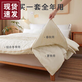 水星系列家纺特级蚕丝被子夏凉被子母被二合一春秋被冬被全棉桑蚕丝空调被 米白色 [柔软型] 200x230子母被4斤+6斤四季通用