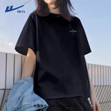 回力短袖女t恤夏季2026新款黑色时尚高级感半袖大码胖mm百搭纯棉体恤