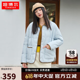 坦博尔羽绒服女短款翻领韩版宽松女士灯芯绒外套TD236266 海盐蓝 165 