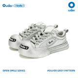 Ouder smiler开口笑帆布鞋 厚底大头鞋牛皮脏脏鞋板鞋圆头鞋 男女同款 银灰色 38
