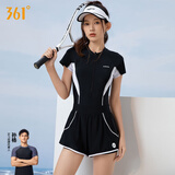 361°游泳衣女款连体泳衣2025新款保守遮肚显瘦平角高级感泡温泉泳装 黑色 3XL 身高167-180cm体重68-75kg