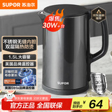 苏泊尔（SUPOR）电水壶热水壶电热水壶1.5L 304不锈钢水壶 双层防烫全钢无缝开水壶烧水壶SW-15J626 1.5L