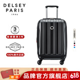 DELSEY【商场同款】戴乐世法国大使拉杆箱旅行箱登机箱万向轮行李箱 黑色 20英寸 前开口【可登机】
