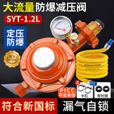 HAOALL液化气防爆减压阀家用国标安全阀自动关闭低压阀煤气罐燃气灶阀门 1.2大流量减压阀+1.5米防爆管