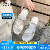 卓诗尼法式绝美凉鞋2025新款外穿夏日仙女风蝴蝶结配裙子拖鞋 米白色 39