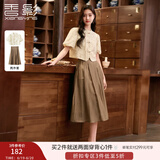 香影新中式国风套装裙女2025春夏新款一整套穿搭衬衫半身裙两件套 米色 L