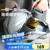 北鼎（Buydeem）茶水分离杯子耐高温玻璃杯便携随手杯男女实用礼物水墨灰630ml