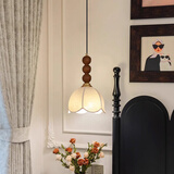 中古风床头玄关小吊线灯卧室餐厅一对法式复古2025款吧台中山灯具 胡桃木色三色【高颜值】