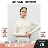 UR秋季新款女装简约百搭休闲立领修身长袖T恤UWB440047 本白 XL