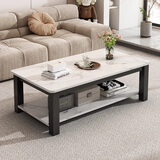 富禾茶几客厅家用茶桌钢化玻璃茶台仿岩板大理石茶几轻奢沙发边几桌子 厂家补贴【加粗钢架】白大理石纹色120cm