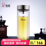 希诺双层玻璃杯男家用商务办公泡茶杯子过滤车载水杯XN-9607 410mL