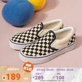 VANS范斯童鞋官方 Slip-On棋盘格亲子款舒适一脚蹬中大童帆布鞋 黑白棋盘格 31码 实测内长19.5cm