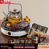 正扬围炉煮茶器高功率家用电陶炉室内烤茶烧烤套装插电煮菜茶炉煮茶壶 双环围炉如意提壶烤网套装
