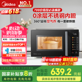 美的（Midea）小旋风空气炸微波炉烤箱一体机 800W变频  不锈钢腔体 智能解冻  低噪音23L（C2F1）