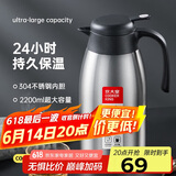 炊大皇保温壶304不锈钢家用大容量水壶茶壶防滑底暖水壶 2.2L