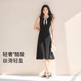 伊芙丽（eifini）【高智延续】伊芙丽经典鱼尾裙摆显瘦收腰二醋酸法式小黑裙女裙子 黑色 XL /170/92A/