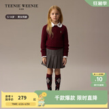 Teenie Weenie Kids小熊童装24秋男女童经典百搭休闲圆领羊毛毛衣 酒红色 150cm