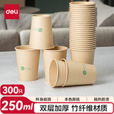 【热销300只囤货装】得力(deli)纸杯250ml竹纤维一次性杯子水杯/纸杯单据收据收款收条