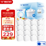 WATUS德国原装进口滤芯适用Brita碧然德过滤水壶净水器 适配Brita碧然德滤芯16枚装