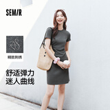 森马（Semir）连衣裙女圆领收腰弹力针织裙2025夏刺绣休闲短裙辣妹109325114001
