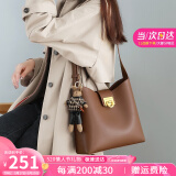 viney牛皮包包女包品牌水桶包轻奢单肩斜挎包生日520送女朋友礼物老婆