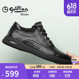 金利来（goldlion）男鞋男士休闲鞋时尚舒适耐磨休闲皮鞋50623011401A-黑色-43码