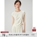 自巧小个子慵懒松弛感短袖t恤半身裙套装女2024夏季新款显瘦上衣 巧米色上衣 XS (2码)