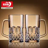 青苹果加厚玻璃啤酒杯加大容量615ml两只 酒吧KTV会所家用精酿杯扎啤杯